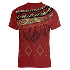 Aotearoa Maori Waikato Tainui Iwi Women V-Neck T-Shirt Korowai Tukutuku Kaokao Motifs