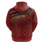 Aotearoa Maori Waikato Tainui Iwi Zip Hoodie Korowai Tukutuku Kaokao Motifs