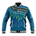 Aotearoa Maori Ngati Kahungunu Iwi Paua Blue Baseball Jacket Korowai Tukutuku Kaokao Motifs