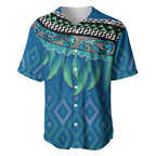 Aotearoa Maori Ngati Kahungunu Iwi Paua Blue Baseball Jersey Korowai Tukutuku Kaokao Motifs