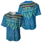 Aotearoa Maori Ngati Kahungunu Iwi Paua Blue Baseball Jersey Korowai Tukutuku Kaokao Motifs
