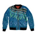 Aotearoa Maori Ngati Kahungunu Iwi Paua Blue Bomber Jacket Korowai Tukutuku Kaokao Motifs
