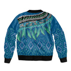 Aotearoa Maori Ngati Kahungunu Iwi Paua Blue Bomber Jacket Korowai Tukutuku Kaokao Motifs
