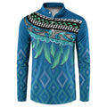 Aotearoa Maori Ngati Kahungunu Iwi Paua Blue Button Sweatshirt Korowai Tukutuku Kaokao Motifs