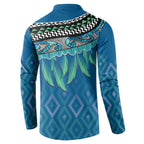 Aotearoa Maori Ngati Kahungunu Iwi Paua Blue Button Sweatshirt Korowai Tukutuku Kaokao Motifs