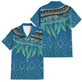 Aotearoa Maori Ngati Kahungunu Iwi Paua Blue Family Matching Mermaid Dress and Hawaiian Shirt Korowai Tukutuku Kaokao Motifs