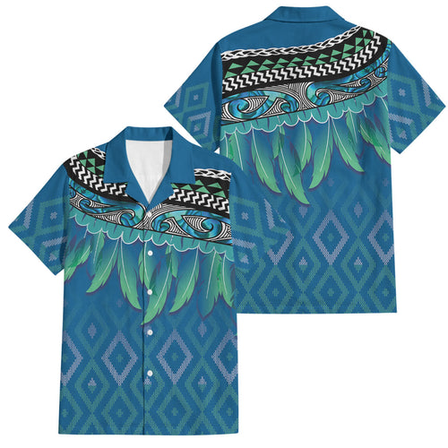 Aotearoa Maori Ngati Kahungunu Iwi Paua Blue Family Matching Off Shoulder Maxi Dress and Hawaiian Shirt Korowai Tukutuku Kaokao Motifs