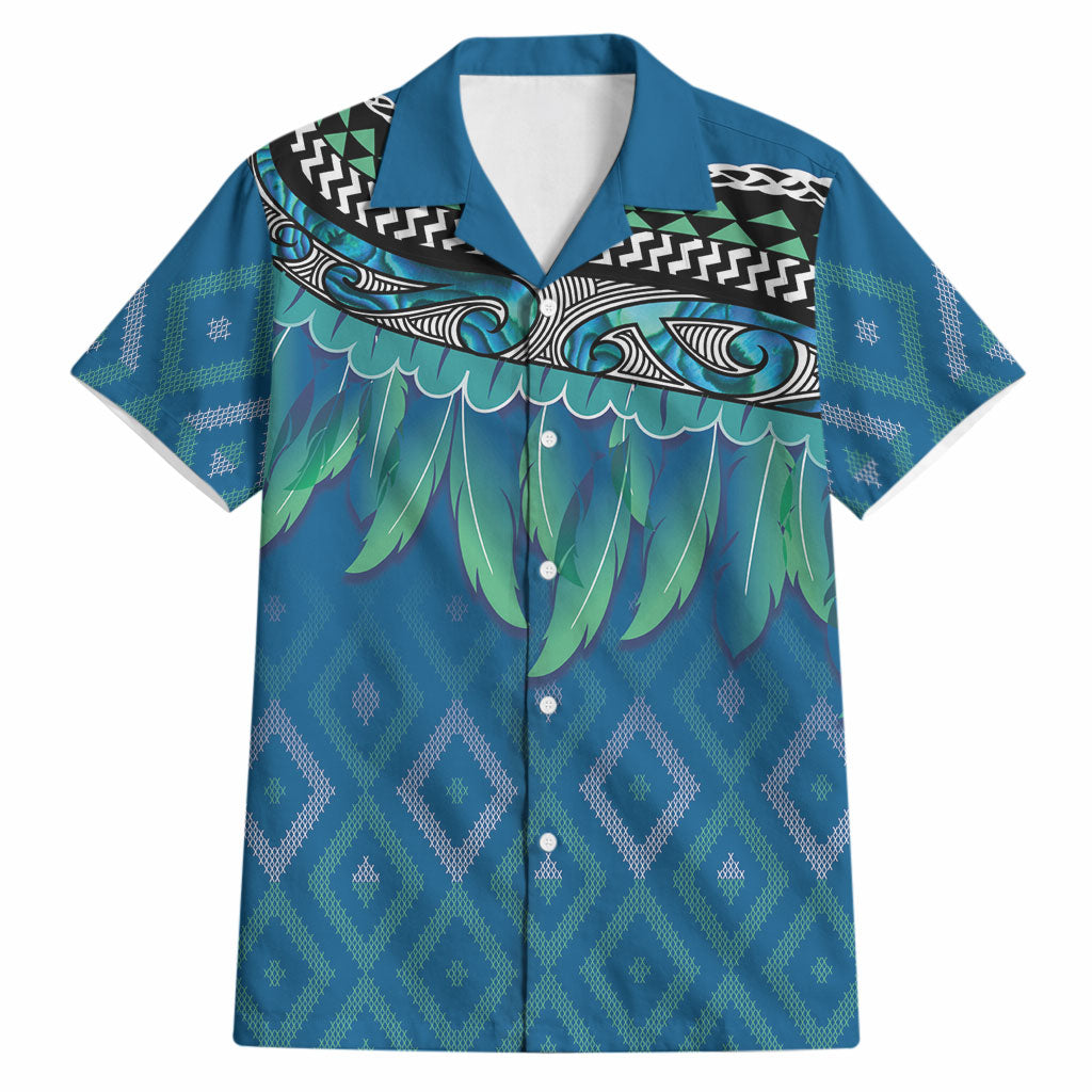 Aotearoa Maori Ngati Kahungunu Iwi Paua Blue Hawaiian Shirt Korowai Tukutuku Kaokao Motifs