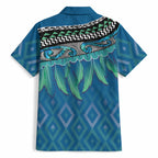 Aotearoa Maori Ngati Kahungunu Iwi Paua Blue Hawaiian Shirt Korowai Tukutuku Kaokao Motifs