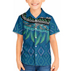 Aotearoa Maori Ngati Kahungunu Iwi Paua Blue Hawaiian Shirt Korowai Tukutuku Kaokao Motifs