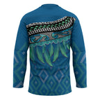 Aotearoa Maori Ngati Kahungunu Iwi Paua Blue Hockey Jersey Korowai Tukutuku Kaokao Motifs