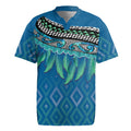 Aotearoa Maori Ngati Kahungunu Iwi Paua Blue Rugby Jersey Korowai Tukutuku Kaokao Motifs