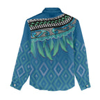 Aotearoa Maori Ngati Kahungunu Iwi Paua Blue Women Casual Shirt Korowai Tukutuku Kaokao Motifs