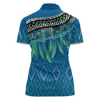 Aotearoa Maori Ngati Kahungunu Iwi Paua Blue Women Polo Shirt Korowai Tukutuku Kaokao Motifs