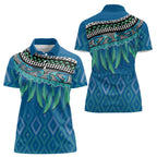 Aotearoa Maori Ngati Kahungunu Iwi Paua Blue Women Polo Shirt Korowai Tukutuku Kaokao Motifs