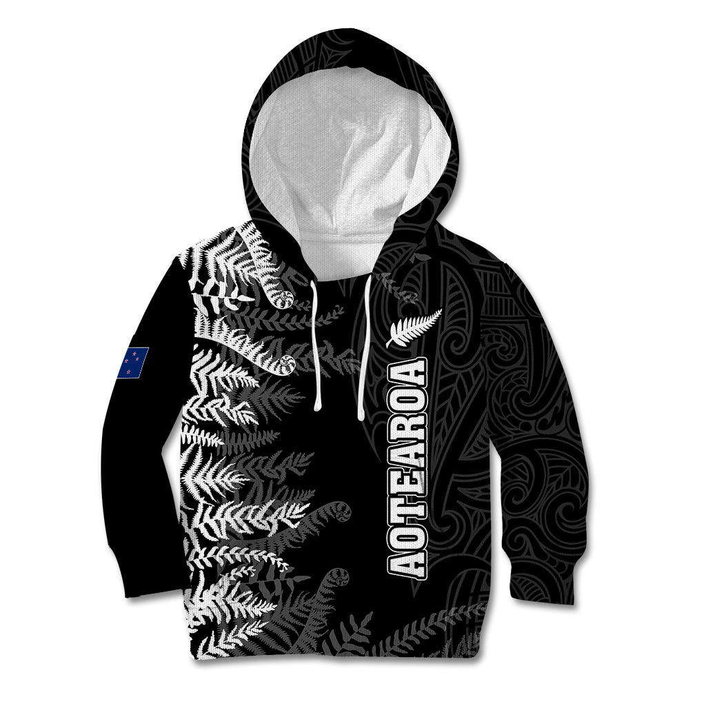 personalised-new-zealand-rugby-kid-hoodie-silver-fern-basic-2023-world-cup