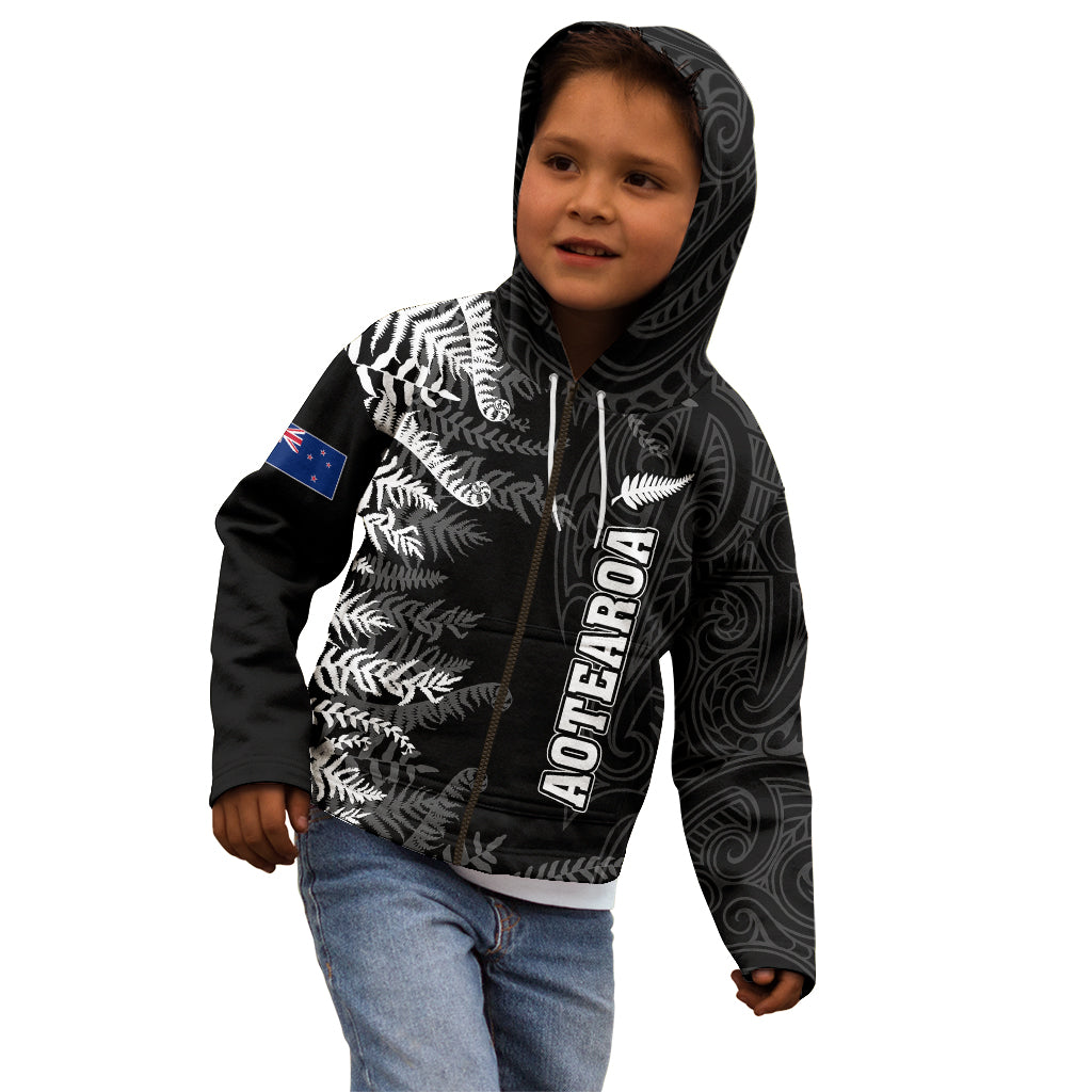 personalised-new-zealand-rugby-kid-hoodie-silver-fern-basic-2023-world-cup