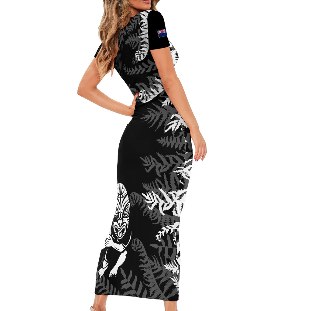 personalised-new-zealand-rugby-short-sleeve-bodycon-dress-silver-fern-basic-2023-world-cup