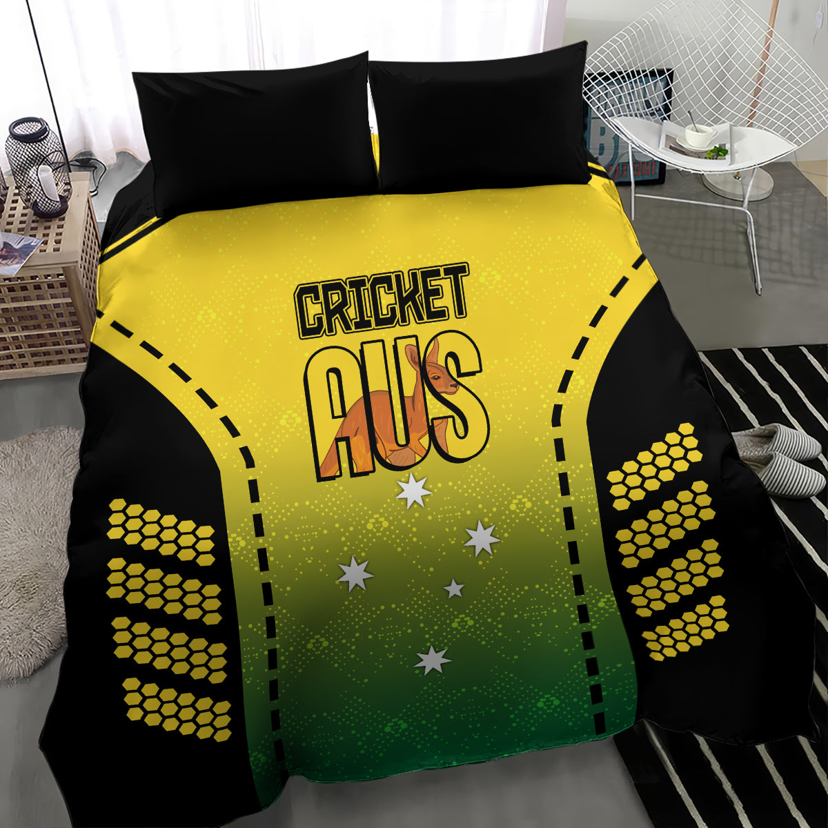 custom-australia-cricket-bedding-set-kangaroo-champions-2023-go-aussies