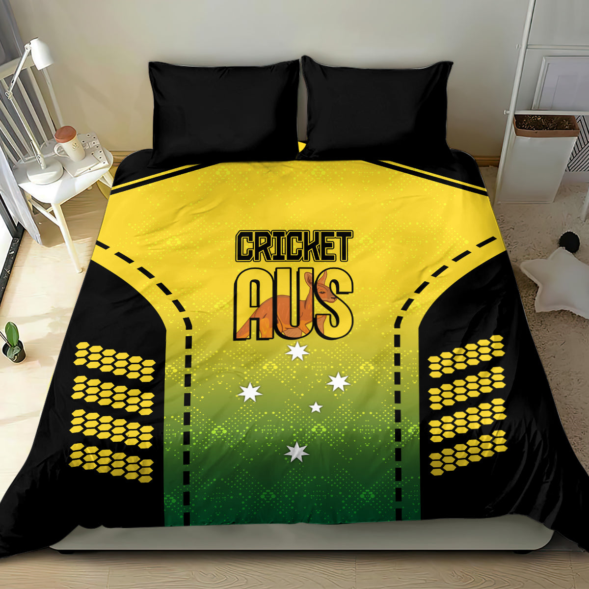 custom-australia-cricket-bedding-set-kangaroo-champions-2023-go-aussies