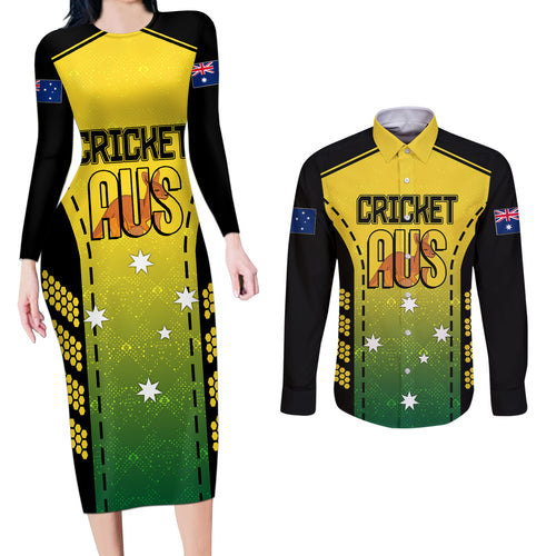 custom-australia-cricket-couples-matching-long-sleeve-bodycon-dress-and-long-sleeve-button-shirt-kangaroo-champions-2023-go-aussies