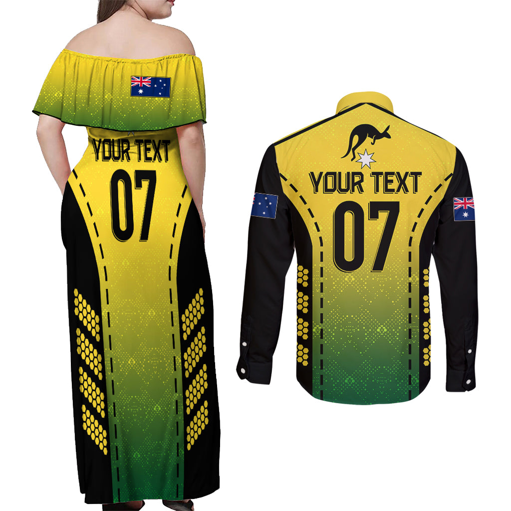 custom-australia-cricket-couples-matching-off-shoulder-maxi-dress-and-long-sleeve-button-shirt-kangaroo-champions-2023-go-aussies