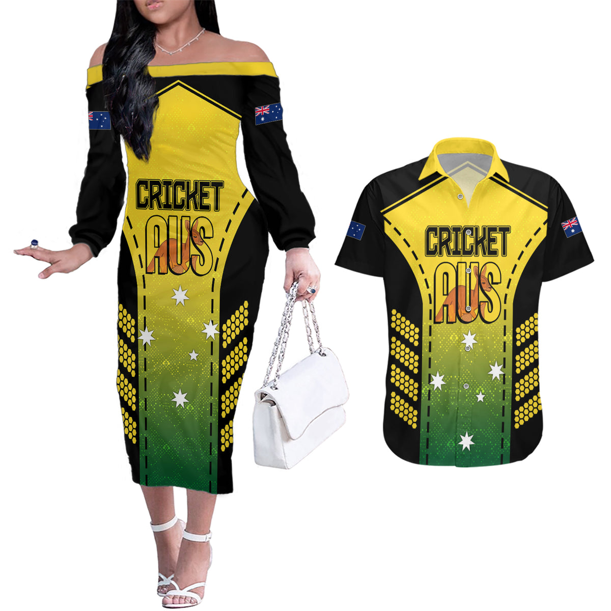 custom-australia-cricket-couples-matching-off-the-shoulder-long-sleeve-dress-and-hawaiian-shirt-kangaroo-champions-2023-go-aussies