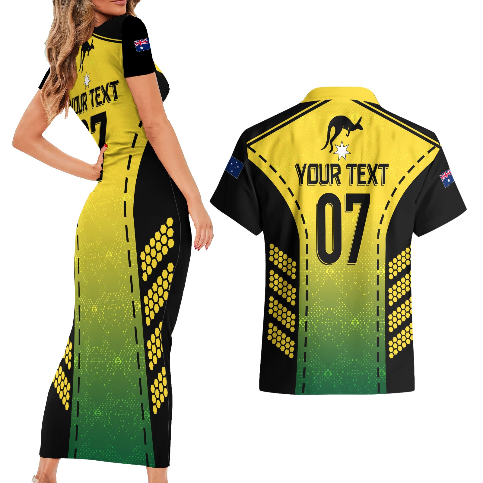 custom-australia-cricket-couples-matching-short-sleeve-bodycon-dress-and-hawaiian-shirt-kangaroo-champions-2023-go-aussies