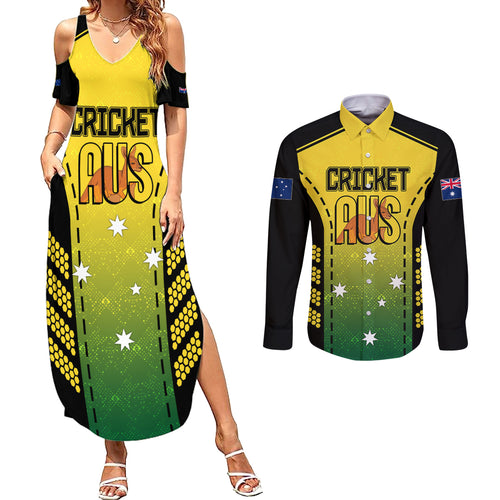 custom-australia-cricket-couples-matching-summer-maxi-dress-and-long-sleeve-button-shirt-kangaroo-champions-2023-go-aussies