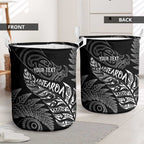 Aotearoa Personalized Lawn Bowls Maori Laundry Basket New Zealand Black Tribal Silver Fern - Aussie Hoodie