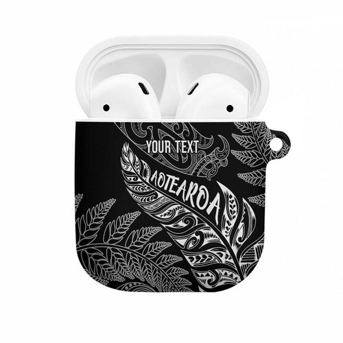 Aotearoa Personalized Lawn Bowls Maori AirPods Case New Zealand Black Tribal Silver Fern - Aussie Hoodie