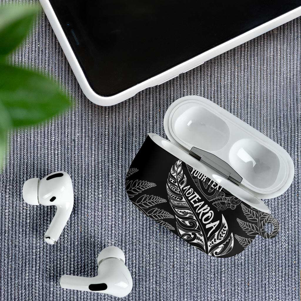 Aotearoa Personalized Lawn Bowls Maori AirPods Case New Zealand Black Tribal Silver Fern - Aussie Hoodie