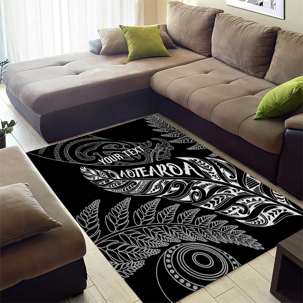 Aotearoa Personalized Lawn Bowls Maori Area Rug New Zealand Black Tribal Silver Fern - Aussie Hoodie