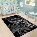 Aotearoa Personalized Lawn Bowls Maori Area Rug New Zealand Black Tribal Silver Fern - Aussie Hoodie