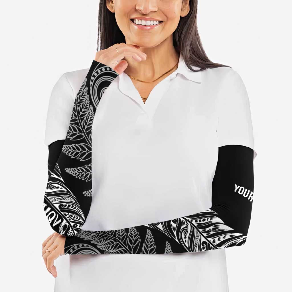 Aotearoa Personalized Lawn Bowls Maori Arm Sleeves New Zealand Black Tribal Silver Fern - Aussie Hoodie