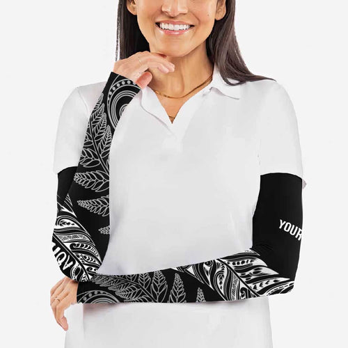 Aotearoa Personalized Lawn Bowls Maori Arm Sleeves New Zealand Black Tribal Silver Fern - Aussie Hoodie