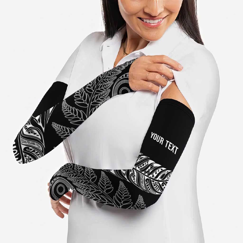 Aotearoa Personalized Lawn Bowls Maori Arm Sleeves New Zealand Black Tribal Silver Fern - Aussie Hoodie