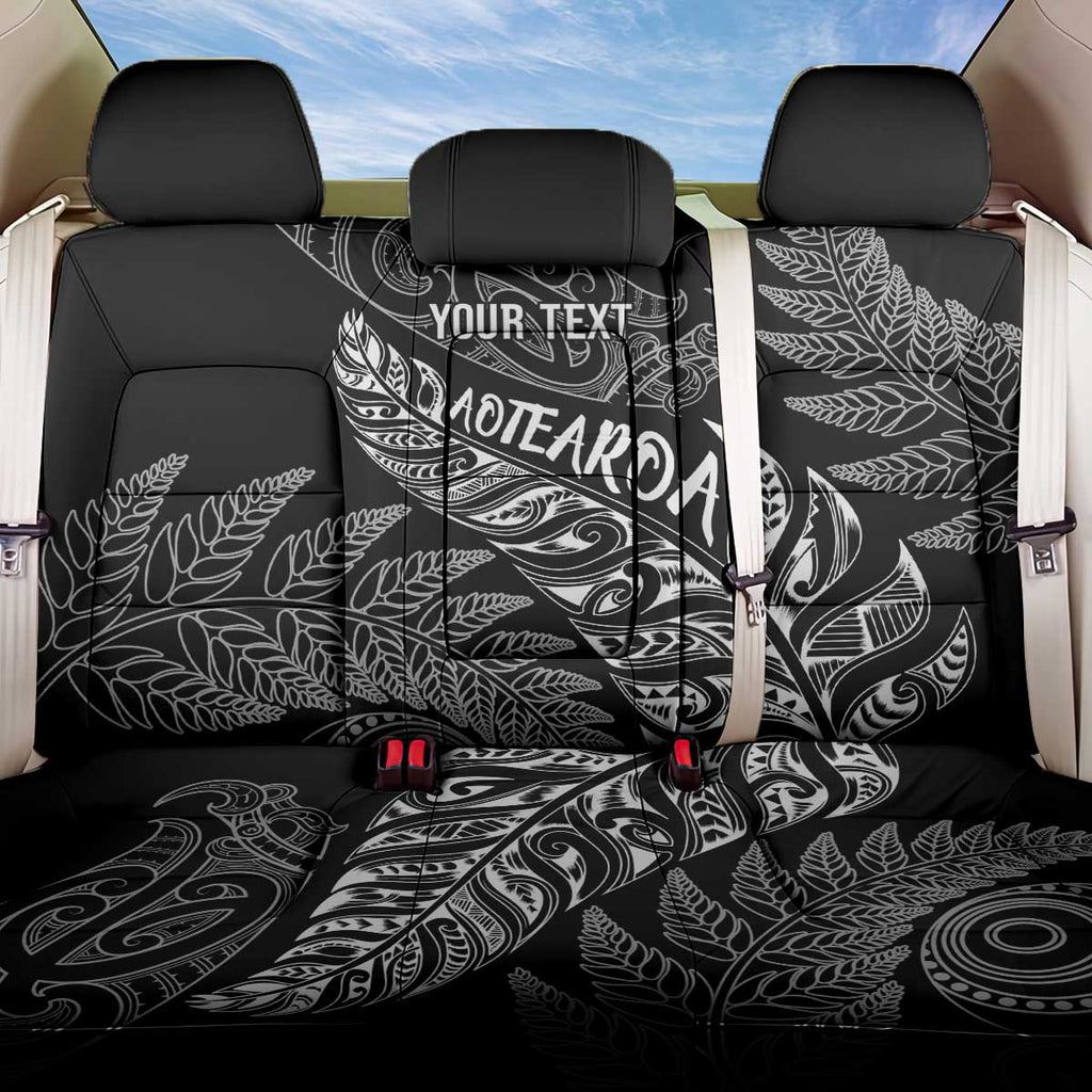 Aotearoa Personalized Lawn Bowls Maori Back Car Seat Cover New Zealand Black Tribal Silver Fern - Aussie Hoodie