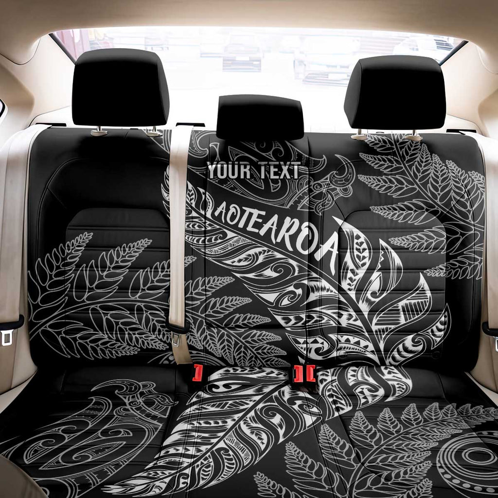 Aotearoa Personalized Lawn Bowls Maori Back Car Seat Cover New Zealand Black Tribal Silver Fern - Aussie Hoodie