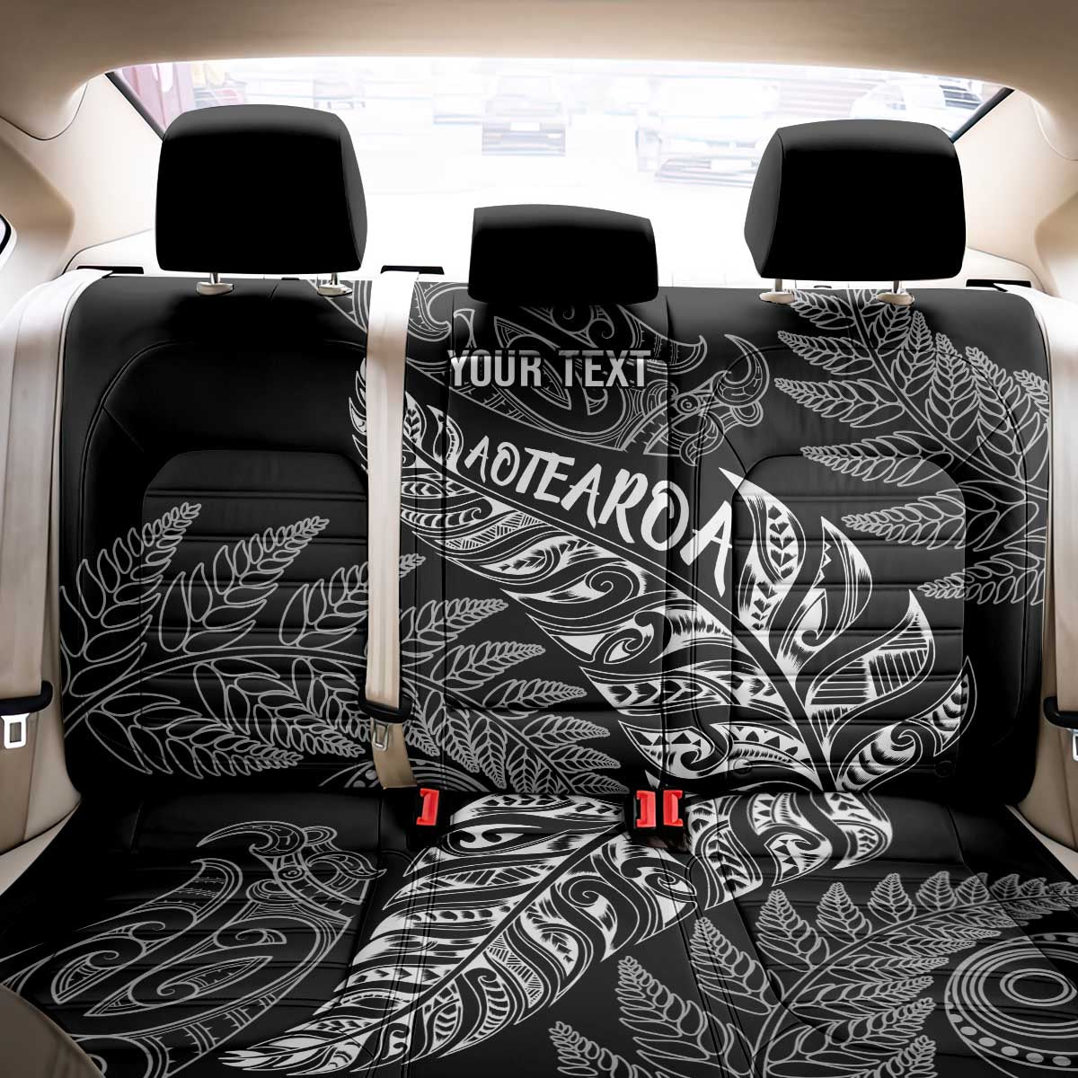 Aotearoa Personalized Lawn Bowls Maori Back Car Seat Cover New Zealand Black Tribal Silver Fern - Aussie Hoodie