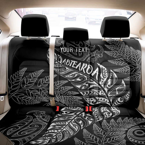 Aotearoa Personalized Lawn Bowls Maori Back Car Seat Cover New Zealand Black Tribal Silver Fern - Aussie Hoodie