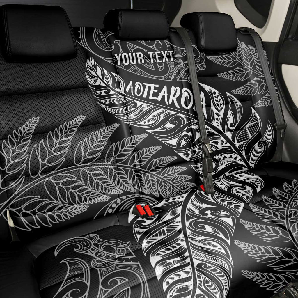 Aotearoa Personalized Lawn Bowls Maori Back Car Seat Cover New Zealand Black Tribal Silver Fern - Aussie Hoodie