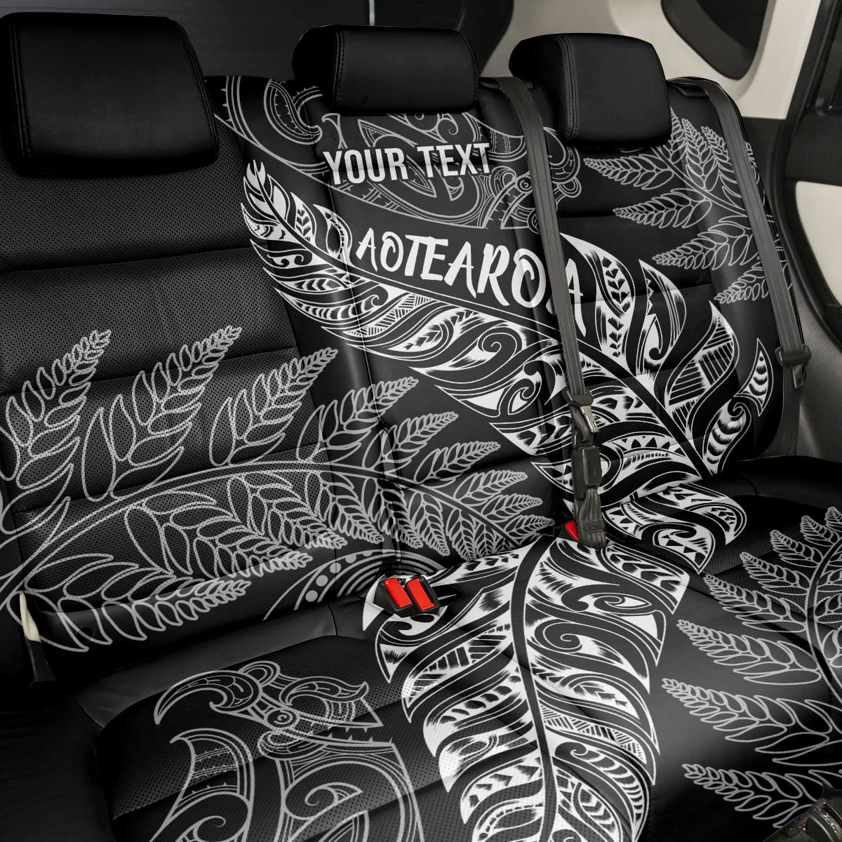 Aotearoa Personalized Lawn Bowls Maori Back Car Seat Cover New Zealand Black Tribal Silver Fern - Aussie Hoodie