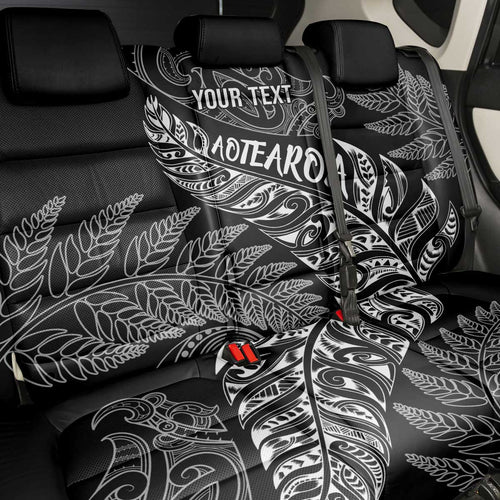 Aotearoa Personalized Lawn Bowls Maori Back Car Seat Cover New Zealand Black Tribal Silver Fern - Aussie Hoodie