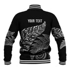 Aotearoa Personalized Lawn Bowls Maori Baseball Jacket New Zealand Black Tribal Silver Fern - Aussie Hoodie