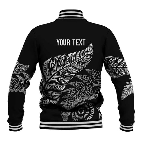 Aotearoa Personalized Lawn Bowls Maori Baseball Jacket New Zealand Black Tribal Silver Fern - Aussie Hoodie