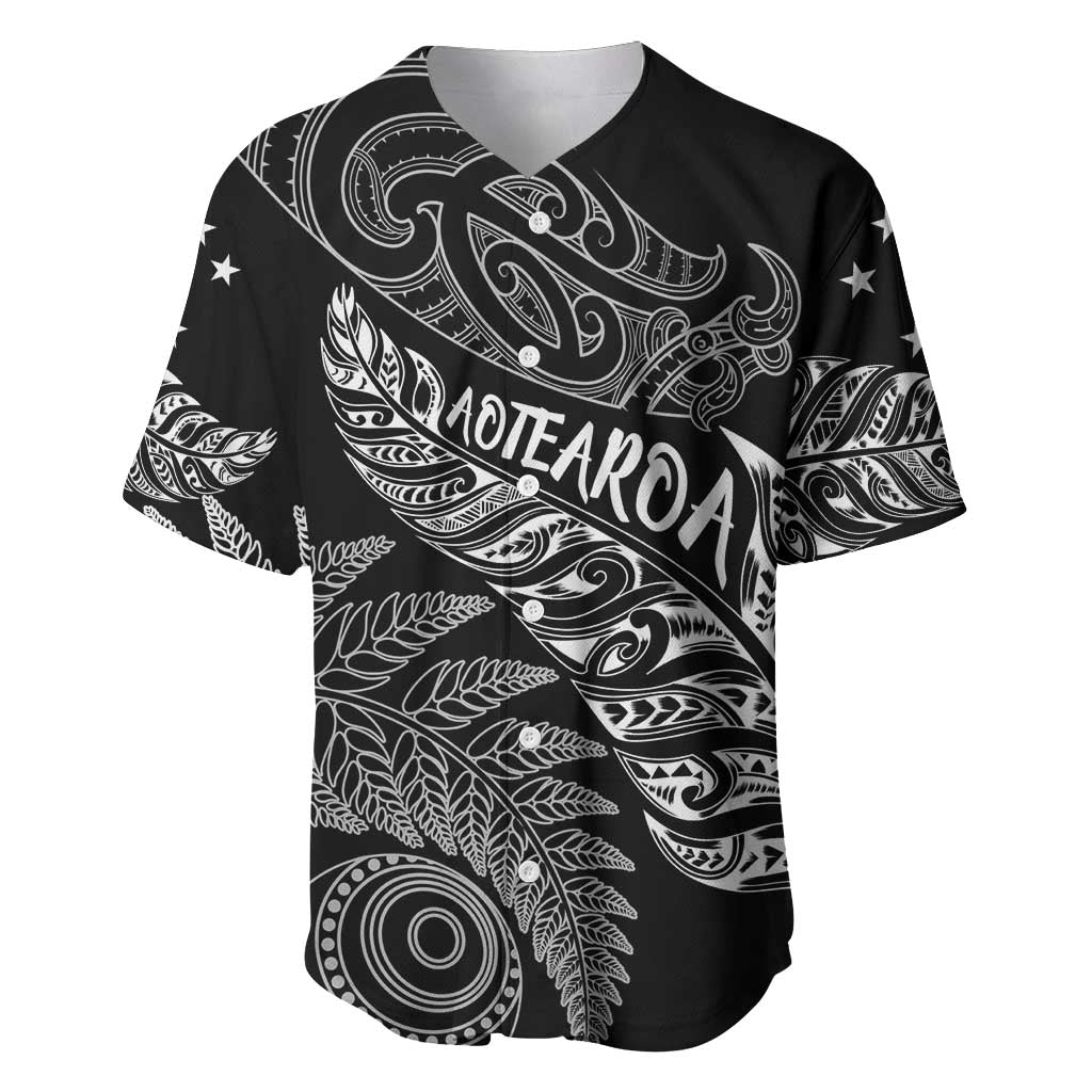Aotearoa Personalized Lawn Bowls Maori Baseball Jersey New Zealand Black Tribal Silver Fern - Aussie Hoodie