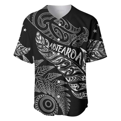 Aotearoa Personalized Lawn Bowls Maori Baseball Jersey New Zealand Black Tribal Silver Fern - Aussie Hoodie