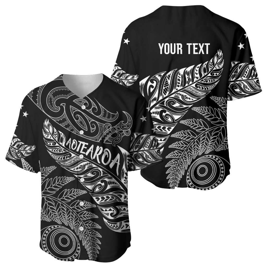 Aotearoa Personalized Lawn Bowls Maori Baseball Jersey New Zealand Black Tribal Silver Fern - Aussie Hoodie