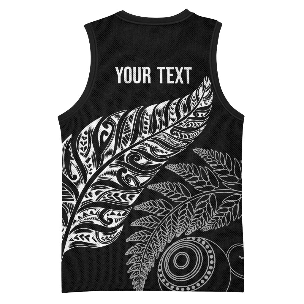 Aotearoa Personalized Lawn Bowls Maori Basketball Jersey New Zealand Black Tribal Silver Fern - Aussie Hoodie